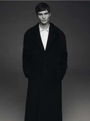 Reserved - Wełniany płaszcz - czarny