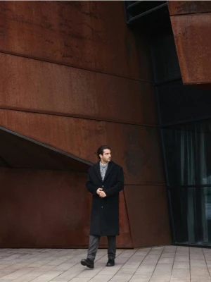 Reserved - Wełniany płaszcz - czarny