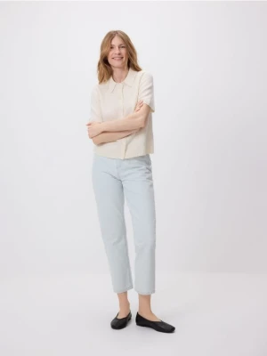 Reserved - Wełniany sweter polo - kremowy