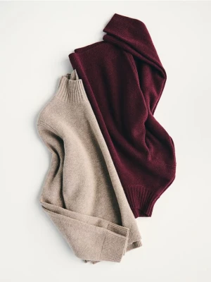 Reserved - Wełniany sweter z dodatkiem kaszmiru - beżowy