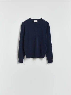 Reserved - Wełniany sweter z dodatkiem kaszmiru - granatowy