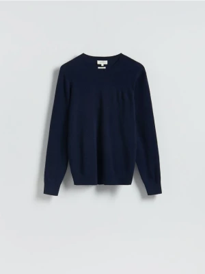 Reserved - Wełniany sweter z dodatkiem kaszmiru - granatowy