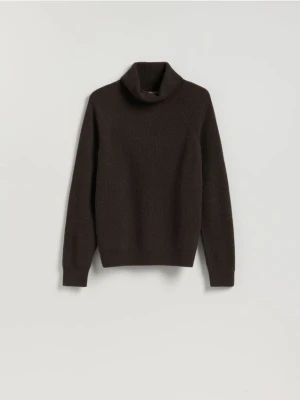 Reserved - Wełniany sweter z golfem - brązowy