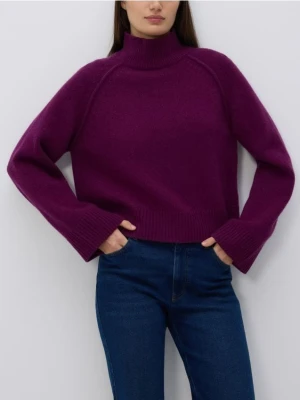 Reserved - Wełniany sweter z golfem - burgundowy
