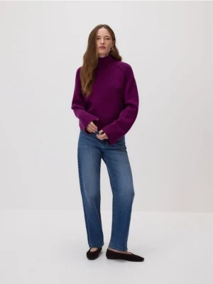 Reserved - Wełniany sweter z golfem - burgundowy