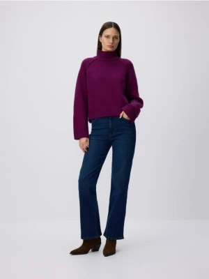 Reserved - Wełniany sweter z golfem - burgundowy