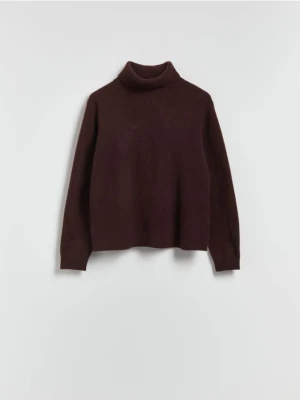 Reserved - Wełniany sweter z golfem - ciemnobrązowy
