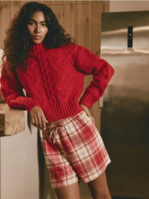 Reserved - Wełniany sweter z golfem - czerwony