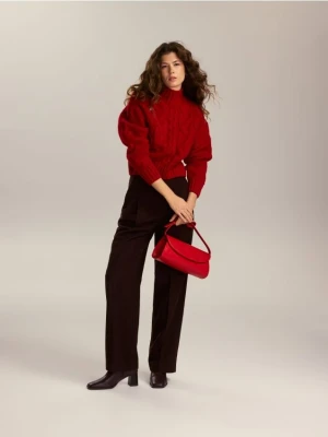 Zdjęcie produktu Reserved - Wełniany sweter z golfem - czerwony