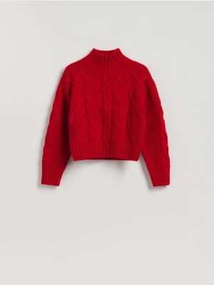 Reserved - Wełniany sweter z golfem - czerwony