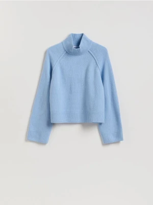 Reserved - Wełniany sweter z golfem - jasnoniebieski