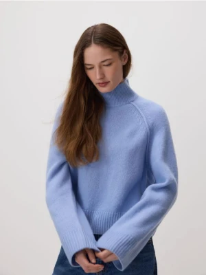 Reserved - Wełniany sweter z golfem - jasnoniebieski