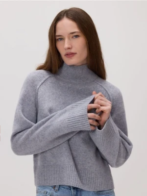 Reserved - Wełniany sweter z golfem - jasnoszary