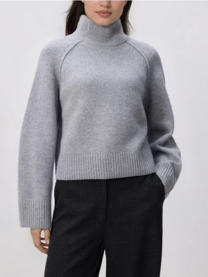 Reserved - Wełniany sweter z golfem - jasnoszary