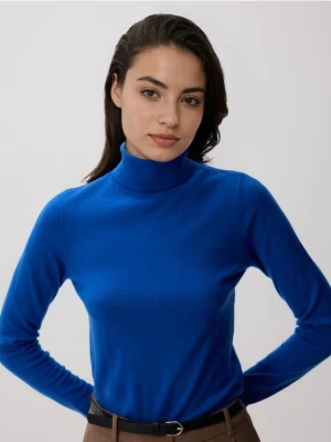 Reserved - Wełniany sweter z golfem - niebieski