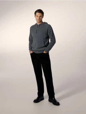 Reserved - Wełniany sweter z kapturem - ciemnoszary