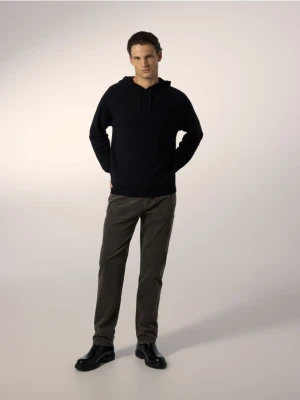 Reserved - Wełniany sweter z kapturem - czarny