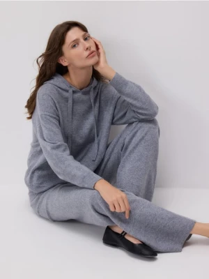 Reserved - Wełniany sweter z kapturem - jasnoszary