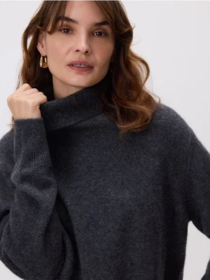 Reserved - Wełniany sweter z kaszmirem - ciemnoszary