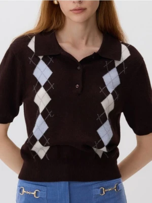 Reserved - Wełniany sweter z kaszmirem - wielobarwny