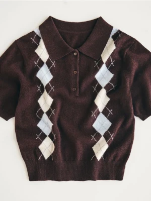 Reserved - Wełniany sweter z kaszmirem - wielobarwny