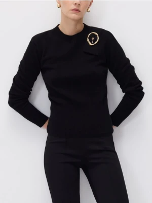 Reserved - Wełniany sweter z klamrą - czarny