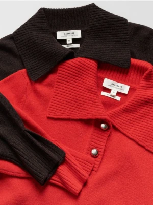 Reserved - Wełniany sweter z kołnierzem - czerwony