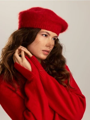 Reserved - Wełniany sweter z kołnierzem - czerwony