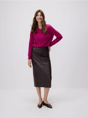 Reserved - Wełniany sweter z kołnierzykiem - fioletowy