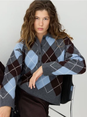 Zdjęcie produktu Reserved - Wełniany sweter z kołnierzykiem - wielobarwny