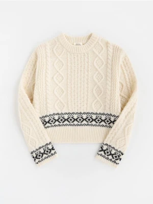 Reserved - Wełniany sweter - złamana biel