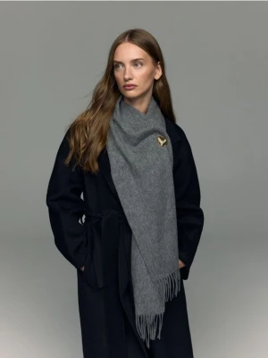 Reserved - Wełniany szalik - ciemnoszary