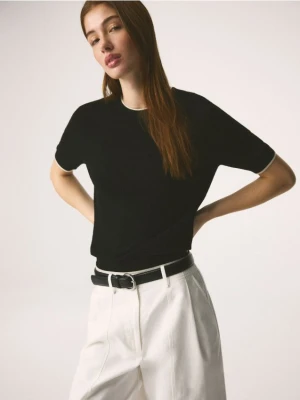 Reserved - Wełniany t-shirt - czarny