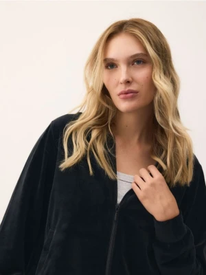 Reserved - Welurowa bluza z kapturem - czarny