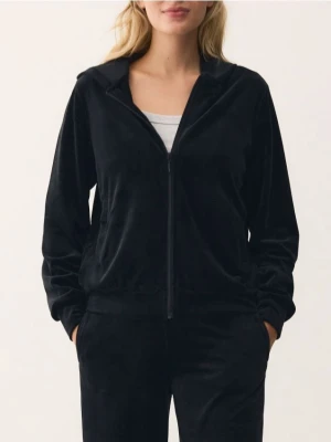 Reserved - Welurowa bluza z kapturem - czarny