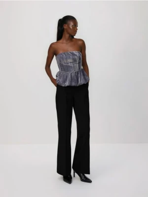 Reserved - Welurowa bluzka - ciemnoszary