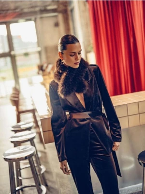 Reserved - Welurowa marynarka - brązowy