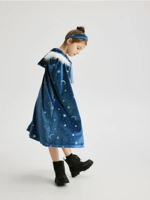 Reserved - Welurowa peleryna z opaską - granatowy