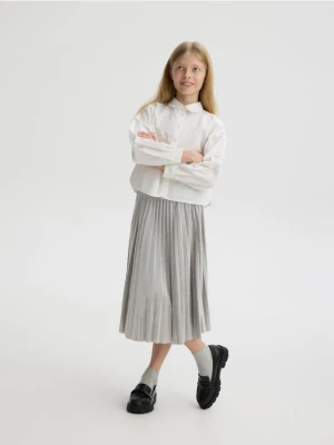 Reserved - Welurowa spódnica z brokatem - jasnoszary