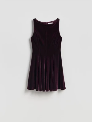Reserved - Welurowa sukienka - ciemnofioletowy