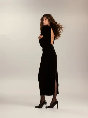 Reserved - Welurowa sukienka - czarny