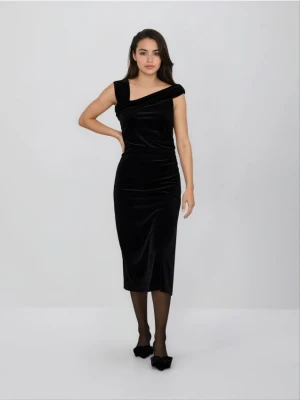 Reserved - Welurowa sukienka midi - czarny