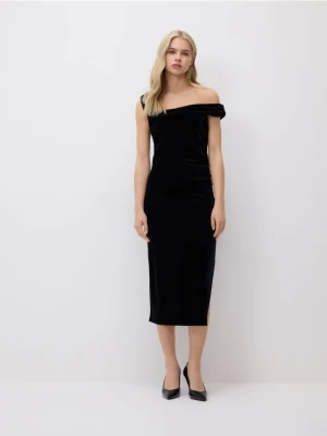 Reserved - Welurowa sukienka midi - czarny