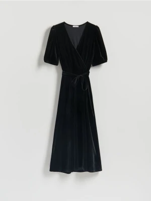 Reserved - Welurowa sukienka midi - czarny