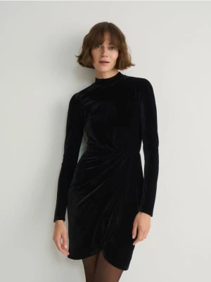 Reserved - Welurowa sukienka mini - czarny