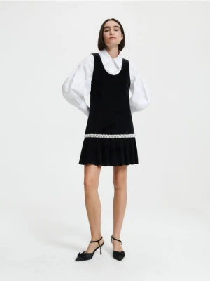 Reserved - Welurowa sukienka mini - czarny