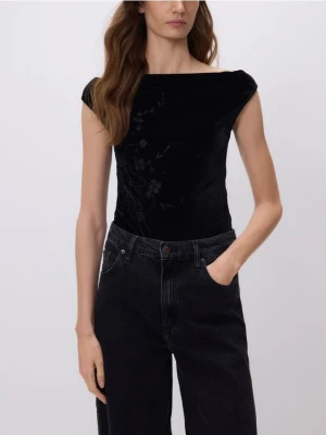 Reserved - Welurowe body - czarny