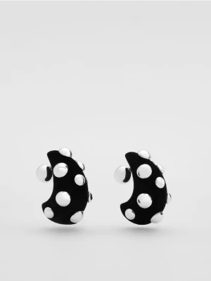 Reserved - Welurowe kolczyki z ćwiekami - czarny