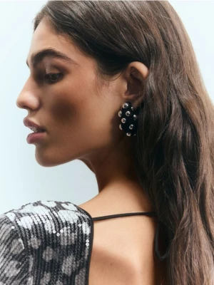 Reserved - Welurowe kolczyki z ćwiekami - czarny