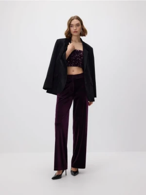 Reserved - Welurowe spodnie - ciemnofioletowy